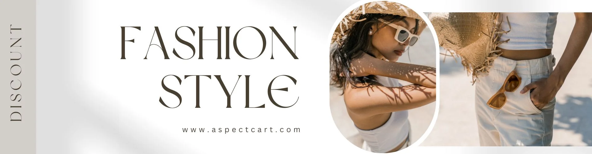 Banner van een online modewinkel met moderne kleding en accessoires
