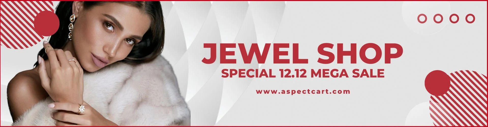 Banner dat de sieradencollectie adverteert bij een online juwelierswinkel