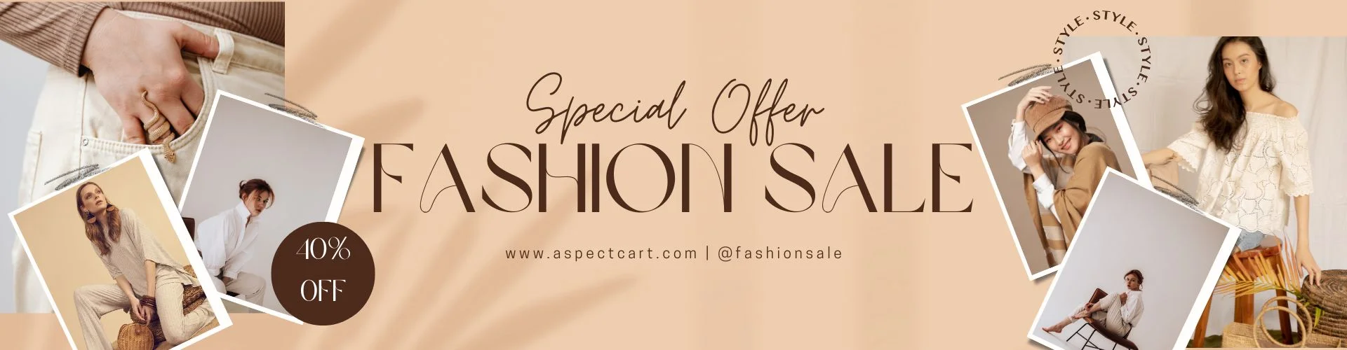 Banner voor een speciale aanbieding bij een online modewinkel